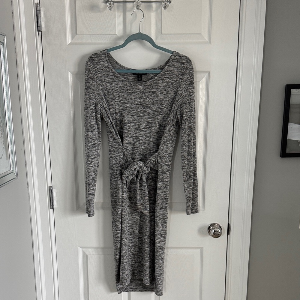 Gray Knit Long Sleeve Maternity Dress